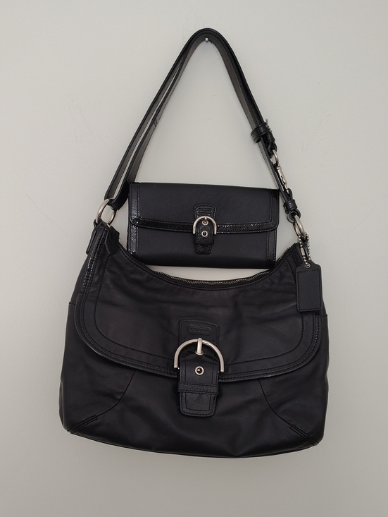 Coach Handbags - Coach Black Leather Shoulder Bag with Matching Wallet